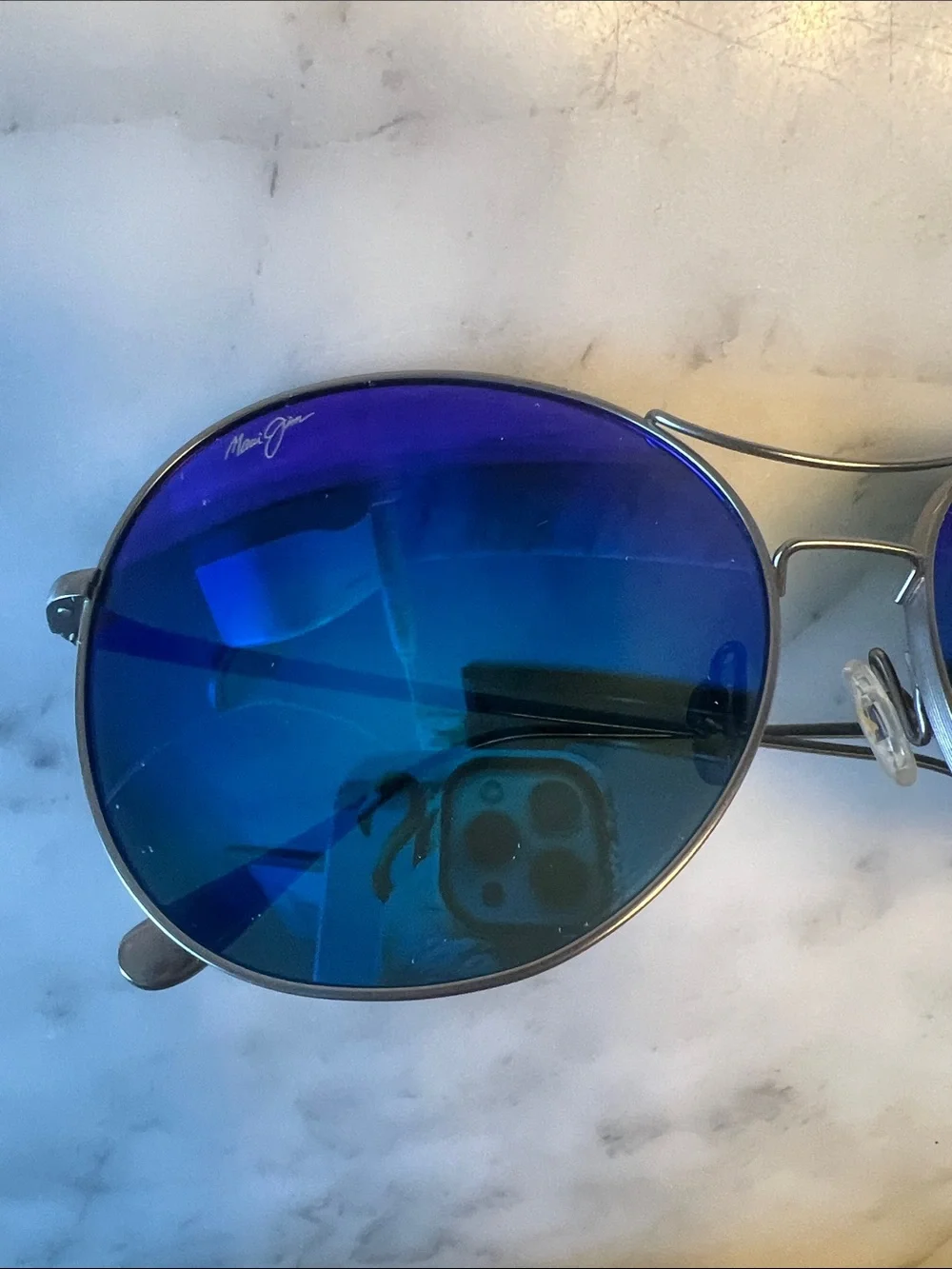 Maui Jim Round Blue Mirrored Sunglasses